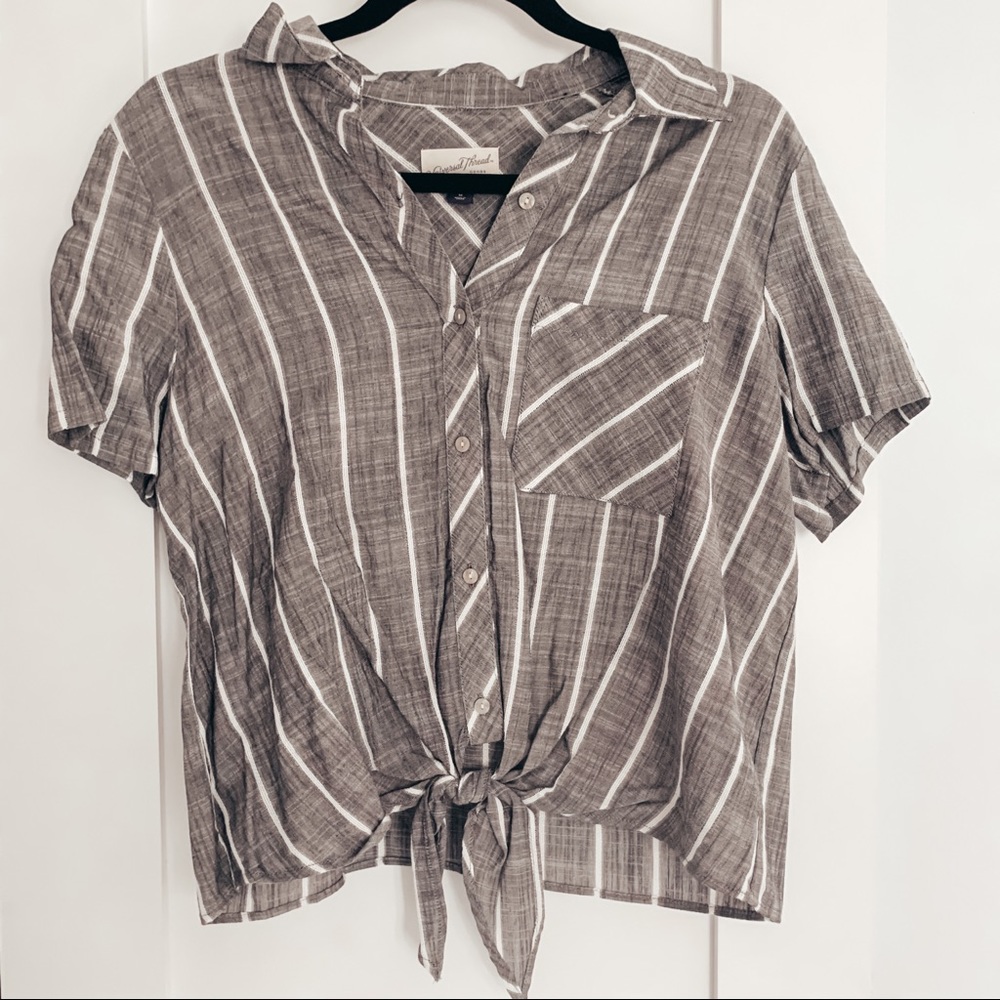 Universal Thread Short Sleeve Striped Blouse
